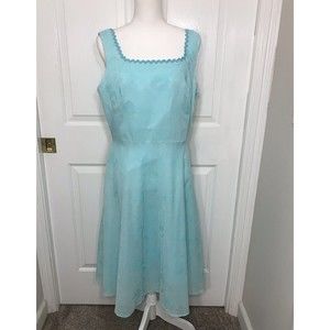 BIYAYCDA Women’s Size 12 Blue Fit Flare Dress Square Neck Cottagecore Y2…